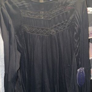 Elegant Black Lace Detail Blouse